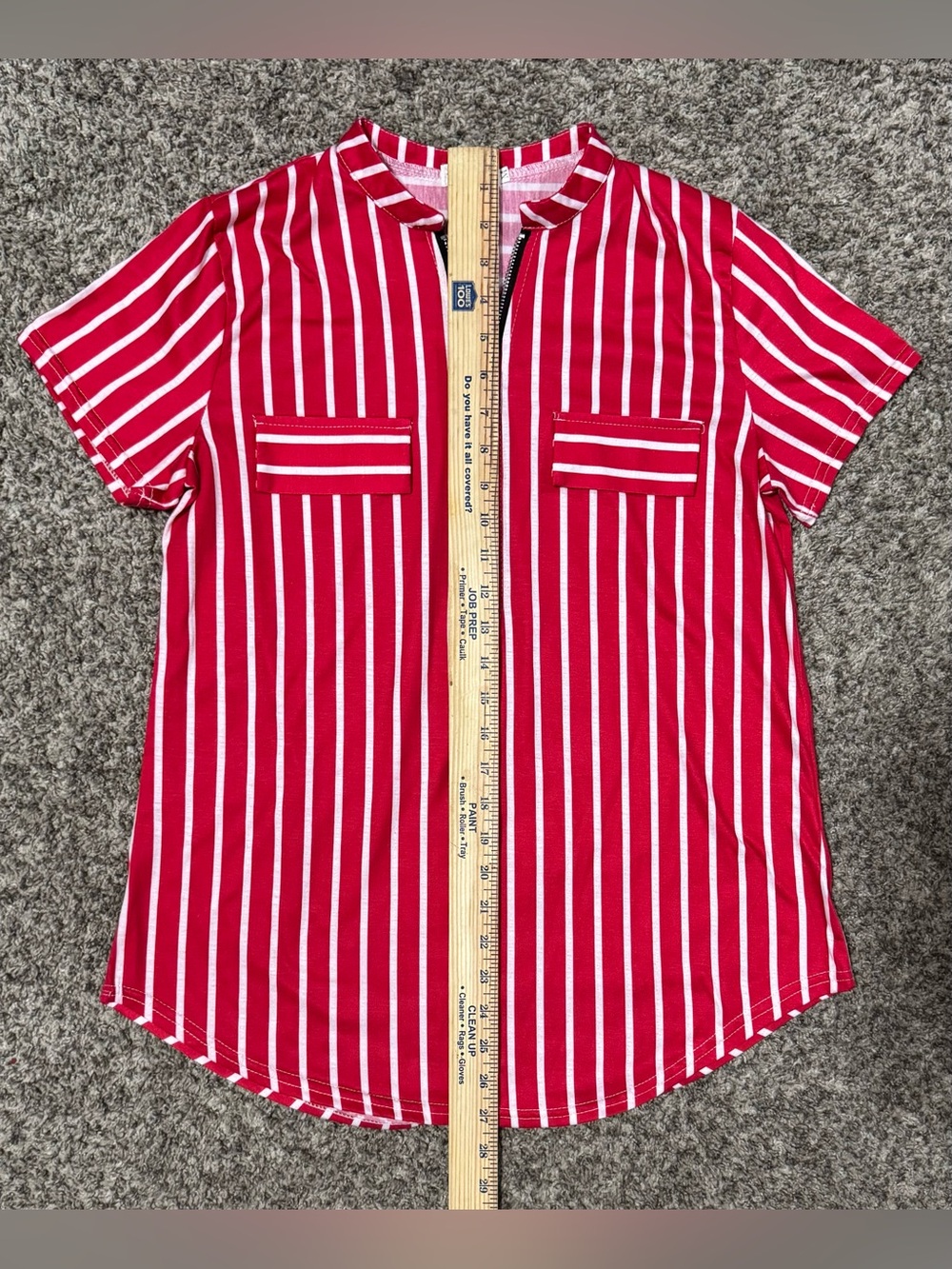Like NEW: Simplefun Red and White Short Sleeve Zipper Top! Size Medium. - Picture 10 of 10